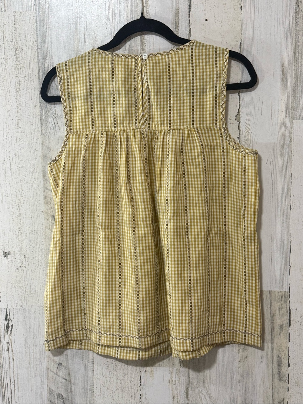 Max Studio Yellow Gingham Sleeveless Cotton Top - Picture 4 of 11